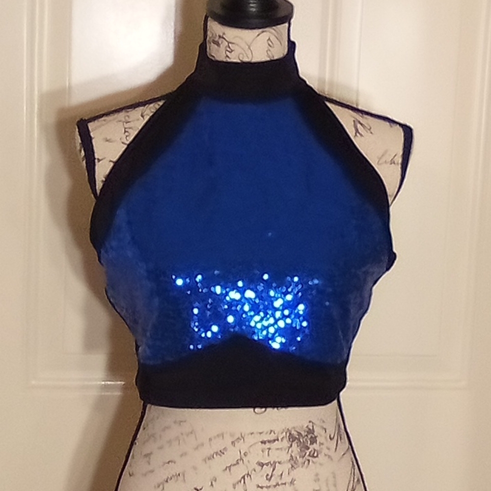 Alexandra Crop Top Junior Girls Size 2XL Color Blue And Black